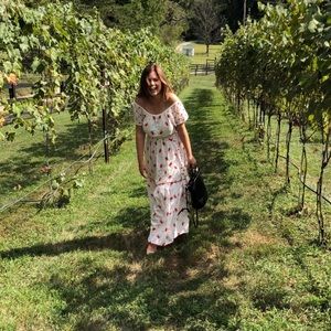 Anthropologie Floral Embroidered Maxi Dress